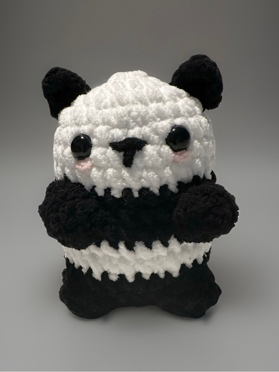 Handmade Other - Plush Panda Stuffed Animal - Black & White Cuddly Crochet Toy